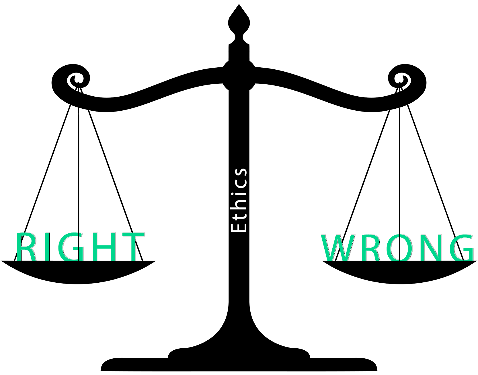 scale of justice holding right and wrong