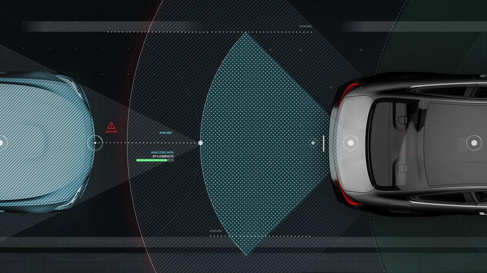 | Schaefer Autobody Centers Smart car sensors - futuristic concept (with grunge overlay) - 3D illustration