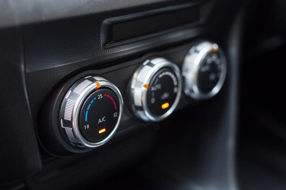 Car air conditioning control panel inside a car. Car interior