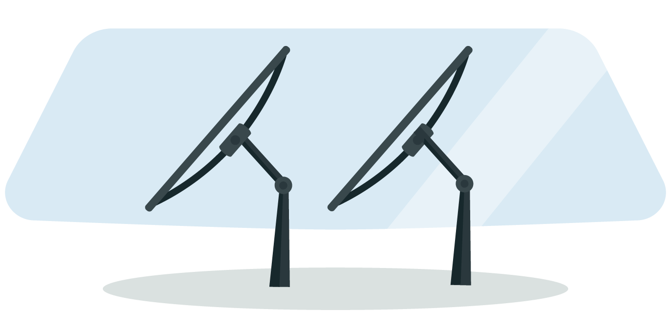 Illustration of wiper blades in front of windshield