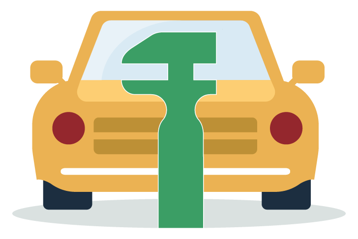 Illustration of a yellow car with pointless dent removal tool in front of it.