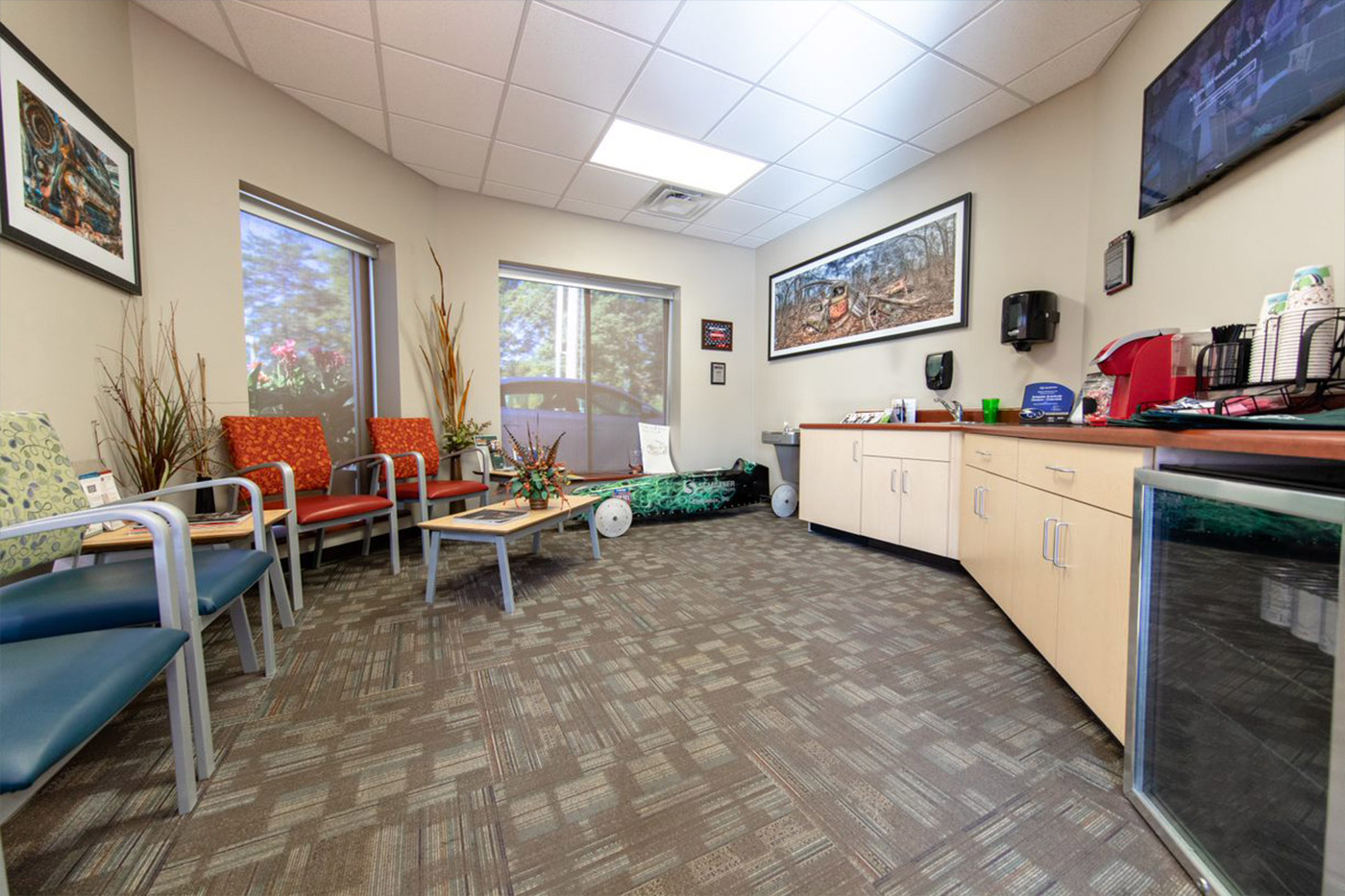 Interior reception area of the Columbia shop
