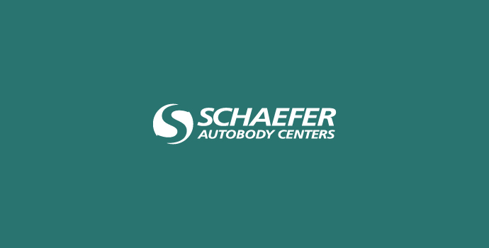 White Schaefer Autobody logo on green background