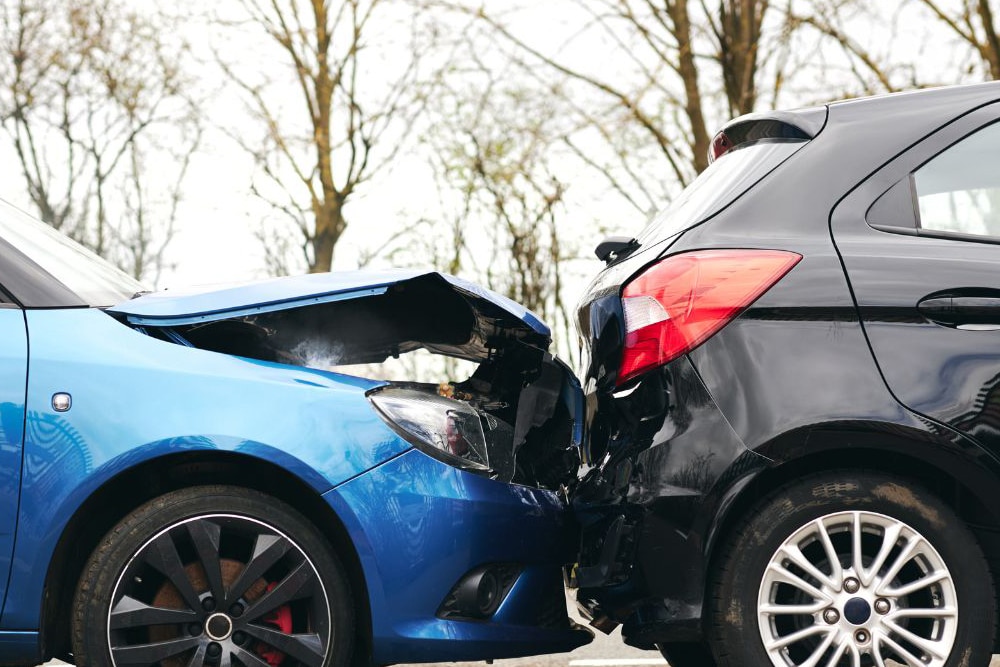 rear end collision with two cars