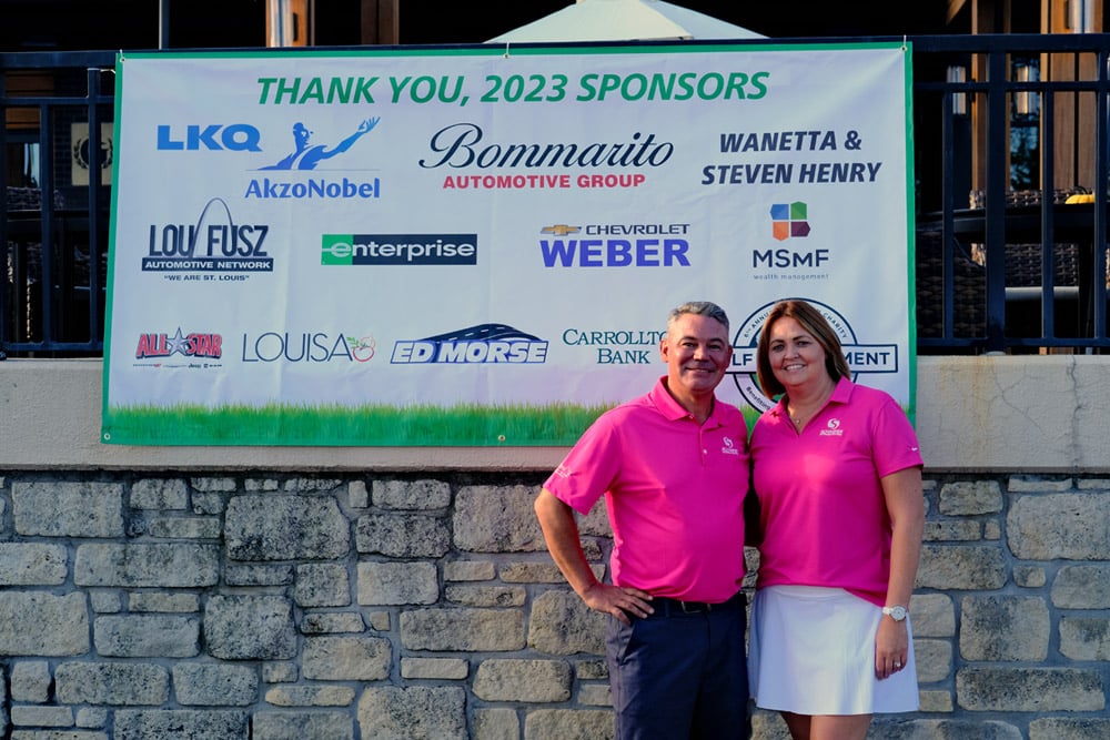 Scott and Sarah Schaefer at golf tournament